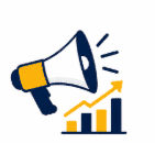 Ícone representando ações de marketing para ampliar a visibilidade da marca e conquistar novos clientes.